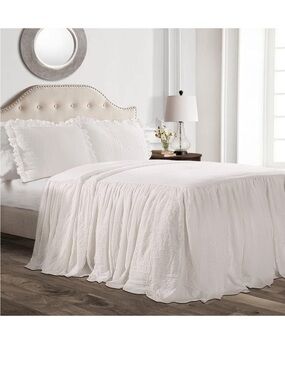 Lush Decor Ruffle Skirt Bedspread Set - 3-Piece Luxurious Farmhouse Bedding